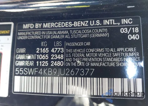 2018 Mercedes-Benz C 300 4Matic from USA, damaged, VIN 55SWF4KB9JU267377